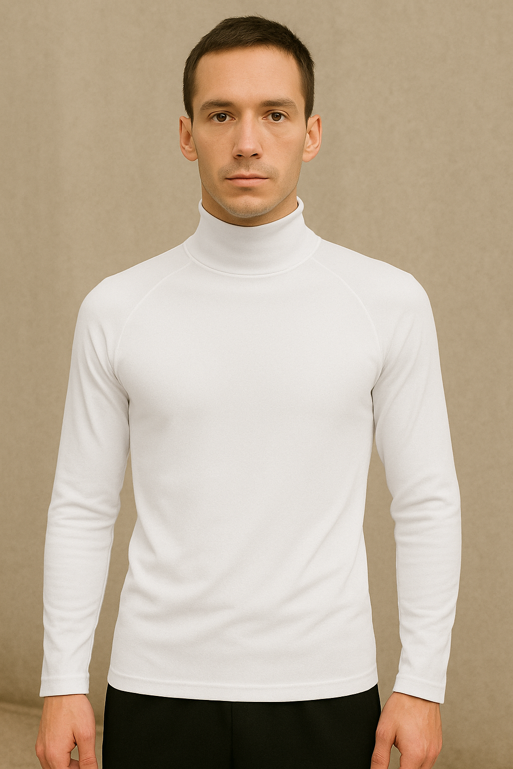Playera Deportiva Cuello Alto – Blanco